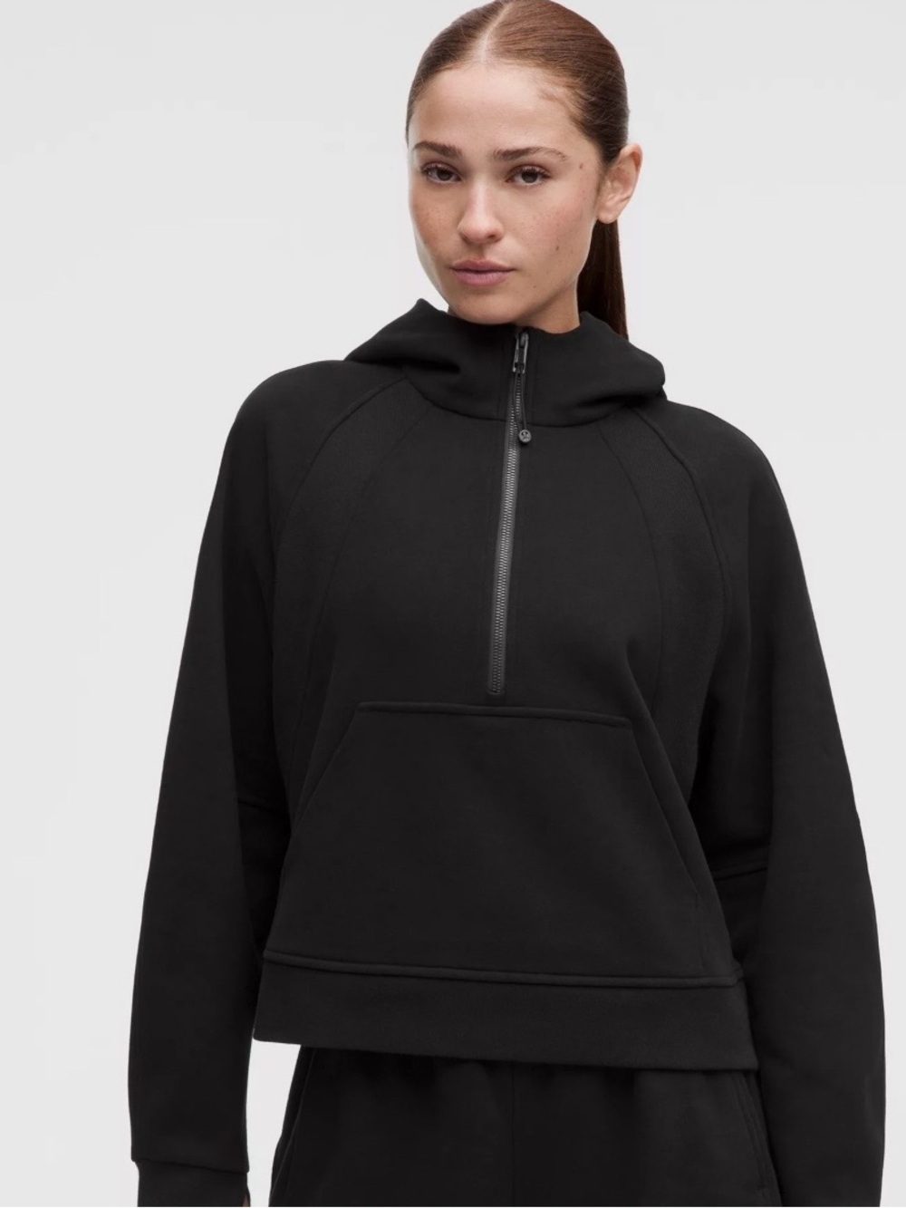 Lululemon Black Half-Zip Hooded Women's sweater. (Cropped)
